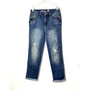 Seven7 Jeans Womens Size 4 Weekend Easy Fit Boyfriend Cuffed Blue Denim
